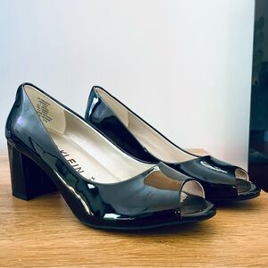 Anne Klein Vegan Patent Leather Peep-Toe Heels Size 7.5